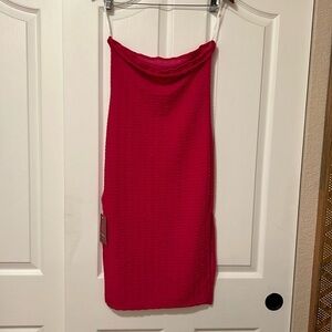 NWT - pinkish red dress - loose top - bodycon - white strap - Small